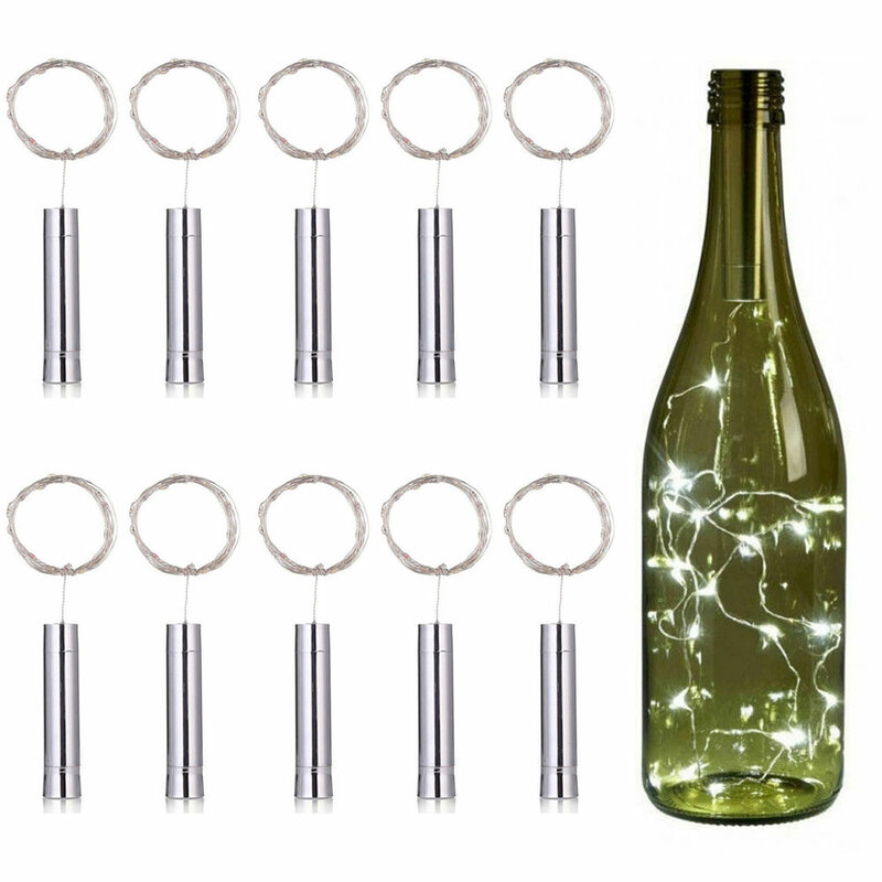 10Pcs 1M 2M 1.5M Cork Shaped Wine Bottle Starry 10 15 20 LED String Night Light Strip Fairy Lights For Xmas Paty Wedding Decor