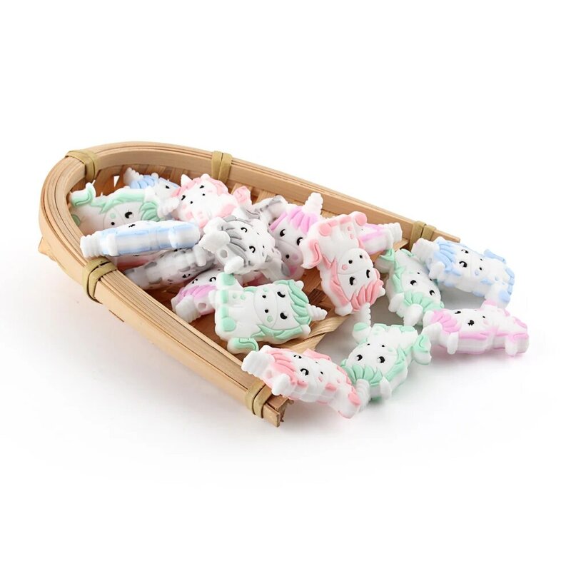 Perline per bambini in Silicone unicorno 5/20/50/100 pz cartone animato animale ciuccio fai da te manichino gioielli sensoriali regalo giocattolo accessori dentizione perla