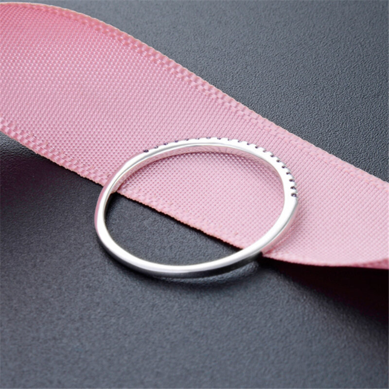 XINSOM 925 Sterling Silver Pink Crystal Wedding Female Rings For Women Simple Geometric Rings Sterling Silver Jewelry 20FEBR1