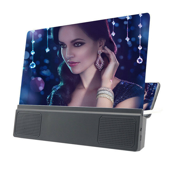 12inch Mobile Phone Screen Amplifiers 3D Video HD Large-screen Magnifier Speaker Amplifier Stand Bracket