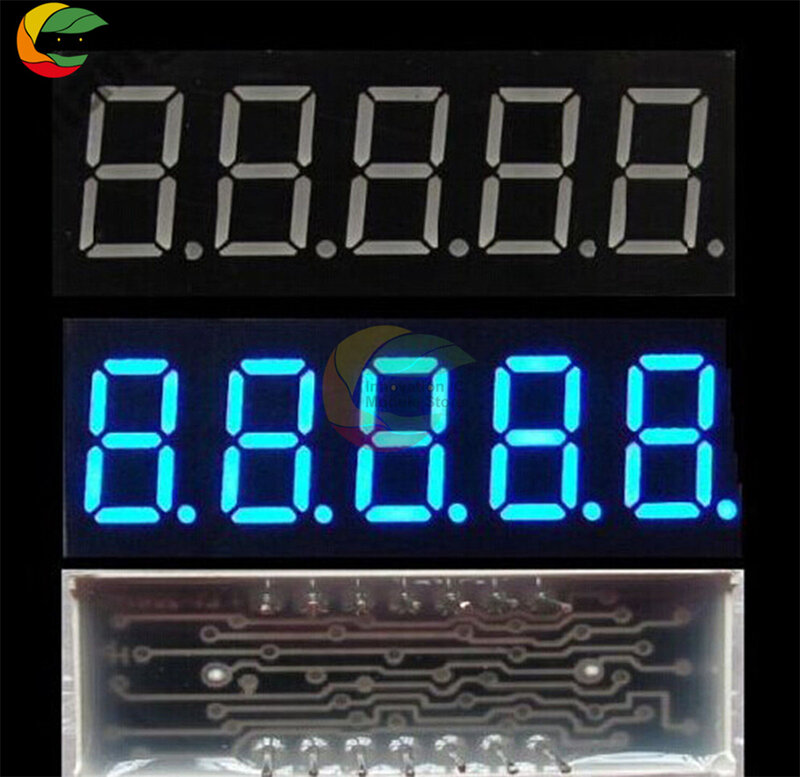 Ziqqucu 0.36 بوصة 5 بت LED 7-الجزء المشترك الكاثود أنبوب رقمي أزرق LED عرض رقمي أنبوب LED الكاثود المشترك