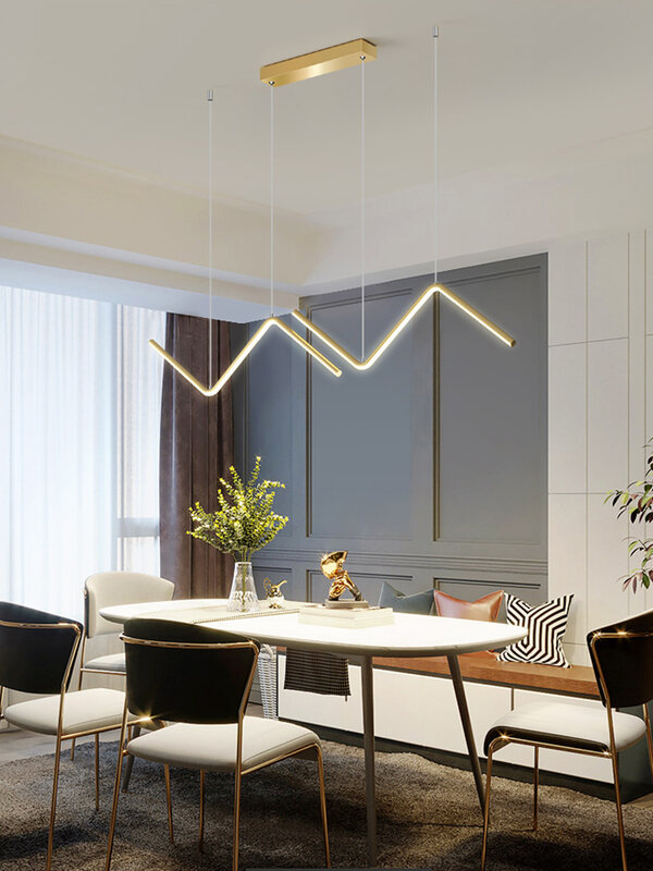 Moderno y simple de oro/Negro iluminación LED de araña Nordic interior largo araña restaurante bar Oficina Decoración lámpara