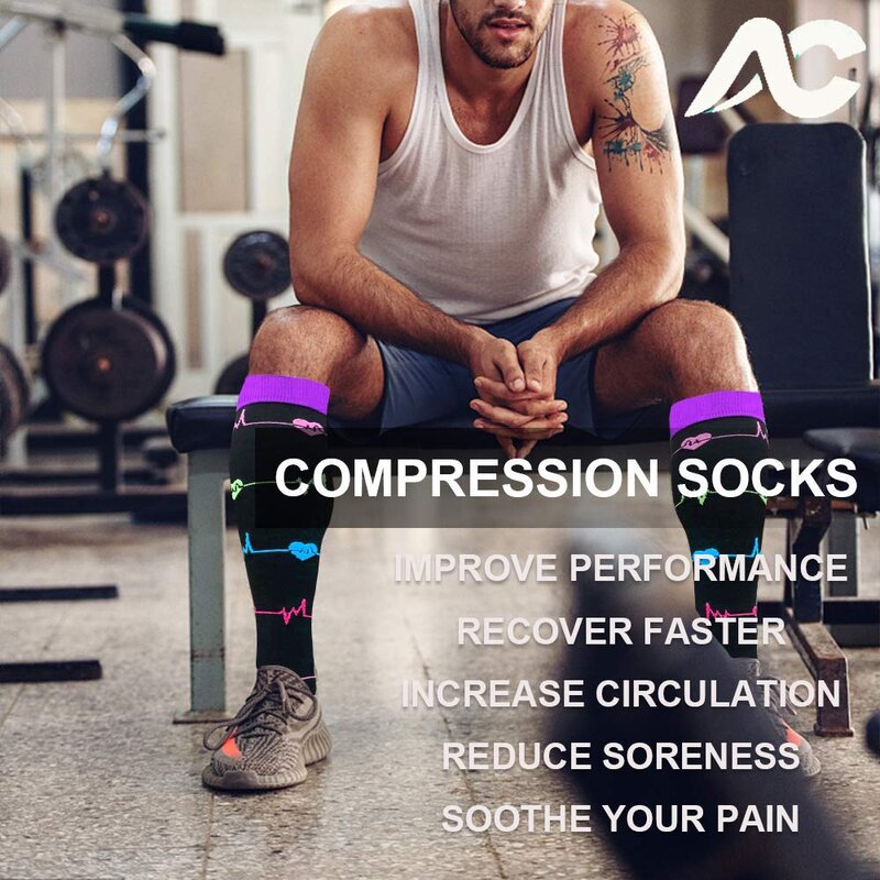 45 stil Kompression Socken Frauen Männer Medizinische Pflege Strümpfe Spezialisiert Outdoor Radfahren Knie Hohe Sport Kompression Socken
