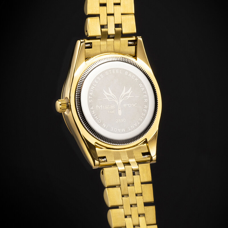 Reloj de oro de lujo para mujer, pulsera de cuarzo con diamantes ostentosos, a la moda, resistente al agua