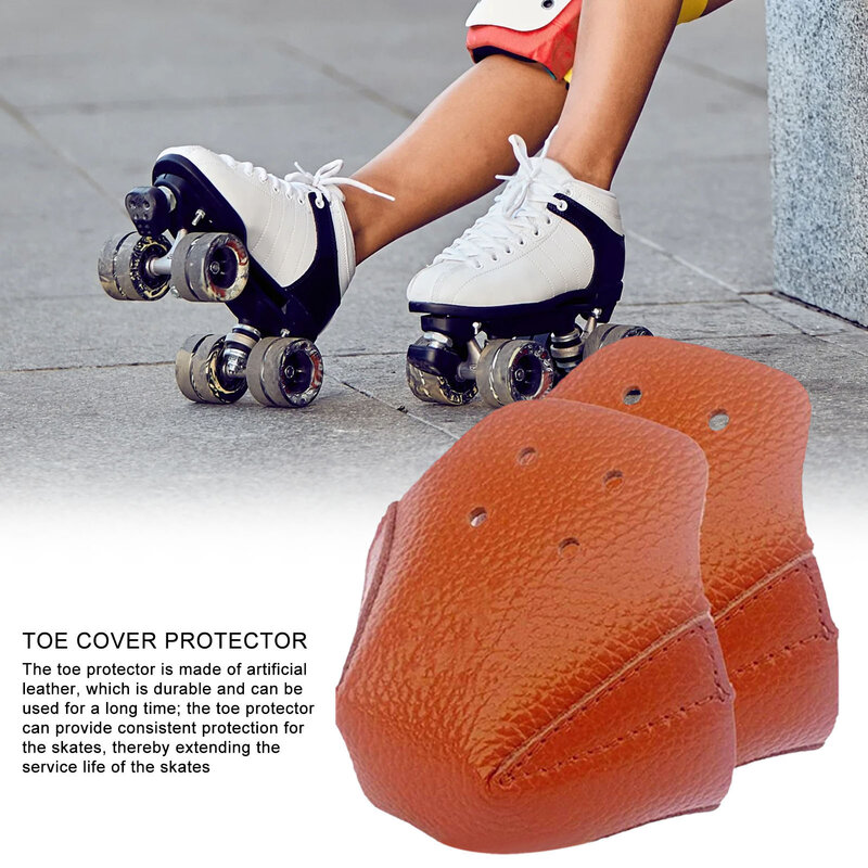 Protectores de piezas para patines de ruedas, protectores de cuero PU con 4 agujeros para entrenamiento al aire libre, gimnasio, 1 unidad