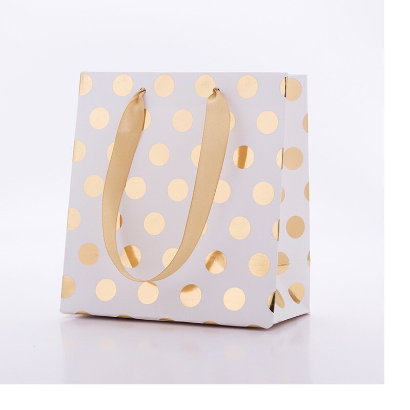 12 pezzi di sacchetti regalo di carta per gioielli con puntini stampati a caldo abbigliamento sciarpa gioielli borse di carta per la festa di compleanno di Wendding