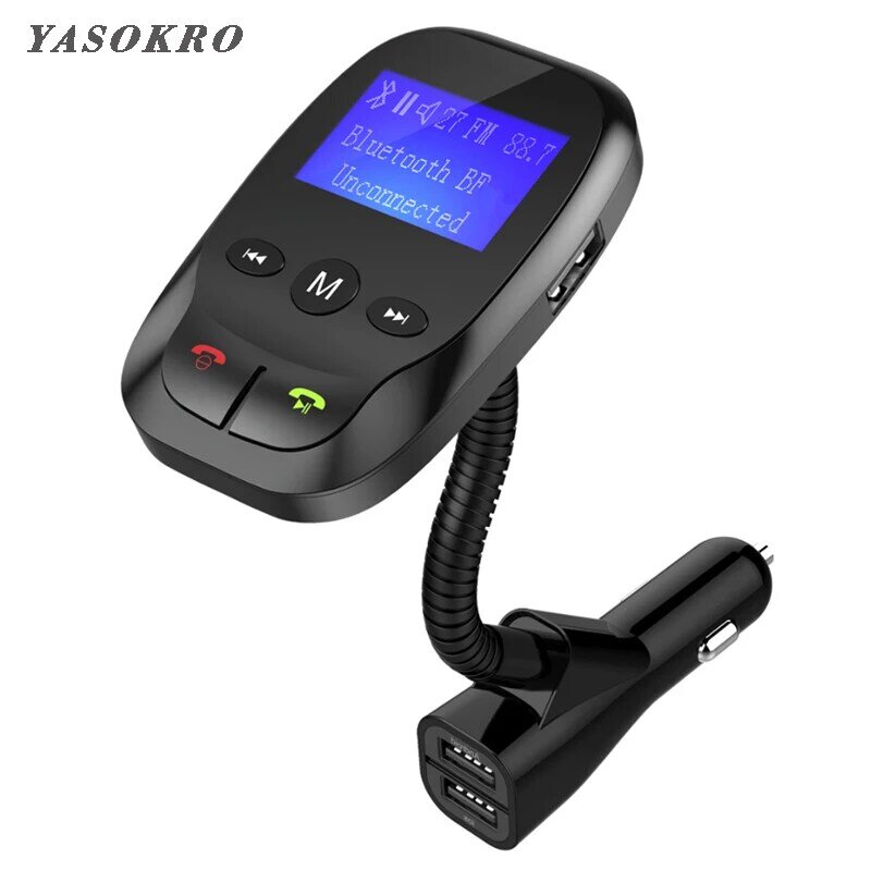 Car Fm Transmitter Bluetooth Wireless In-Car Radio Car Kit AUX Bluetooth Handsfree and Dual USB Charger Support TF Card & U Disk