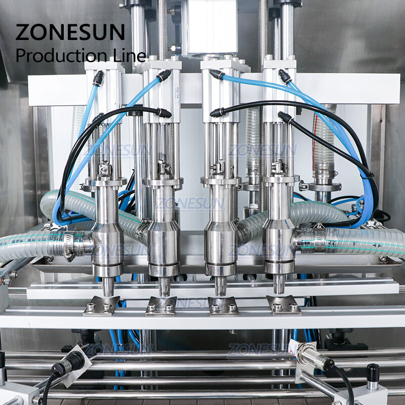 Zonesun drive máquina de enchimento e encapsulamento de leite para suco líquido de água óleo essencial automático máquina de embalagem para garrafas pequenas