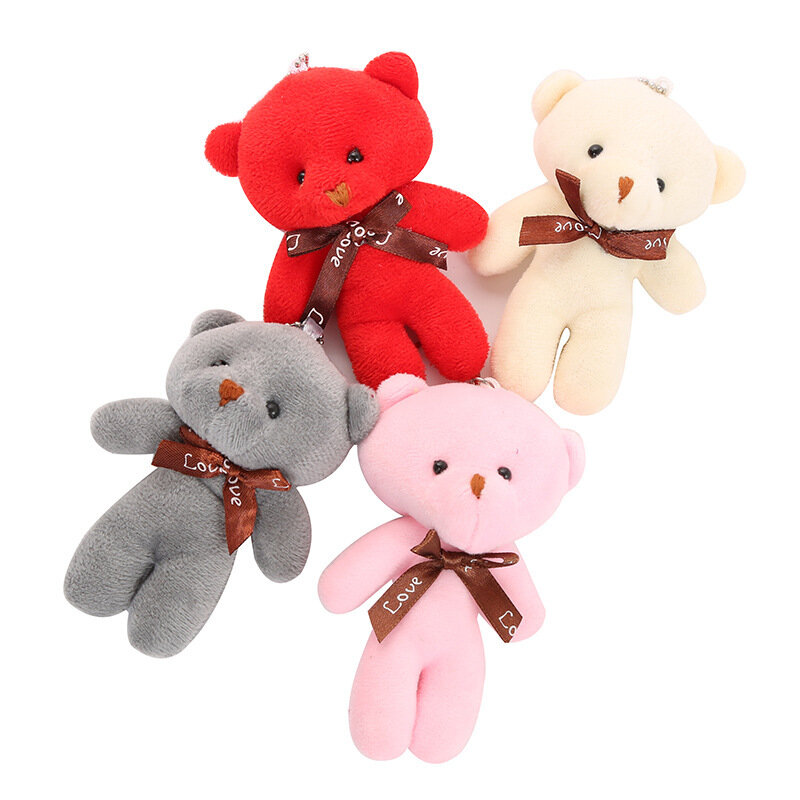 12cm Kawaii Little Bear Plush Doll Backpack Pendant Bear Doll Pendant Keychain PP Cotton Soft Stuffed BearsToy Gifts Wholesale