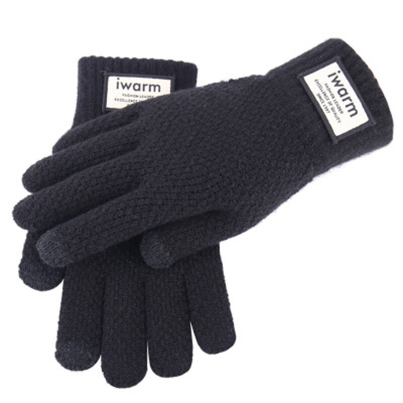 Mode Mannen Winter Warm Knit Touch Screen Rijden Handschoenen Plus Pluche Fluwelen Dikker Elastische Sport Fitness Fietsen Mittnes L46L