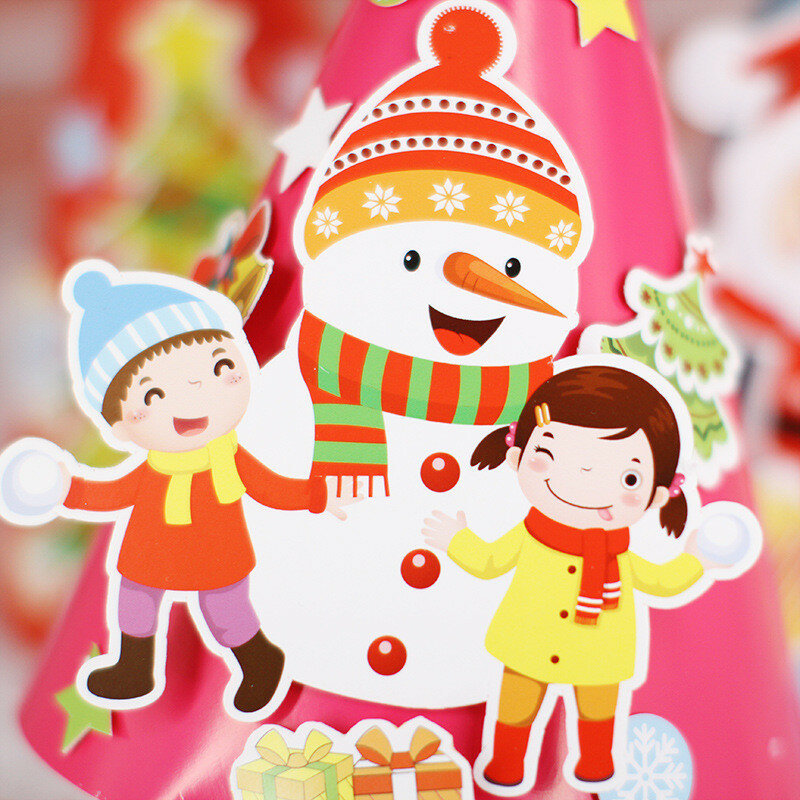Sombrero de Navidad hecho a mano para niños y niñas, juguetes creativos de guardería, material didáctico, manualidades, muñeco de nieve, regalos de Navidad, 2 unids/set por Set