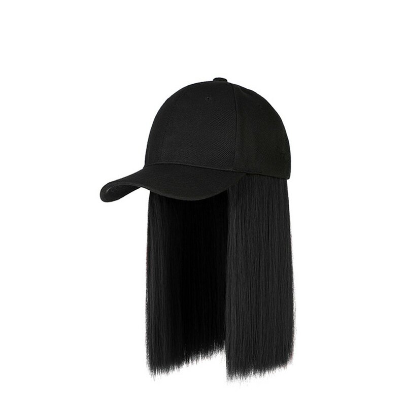 Gorra de béisbol para cabello liso, peluca ajustable, sombrero, cabello largo, alta temperatura, tocado de seda