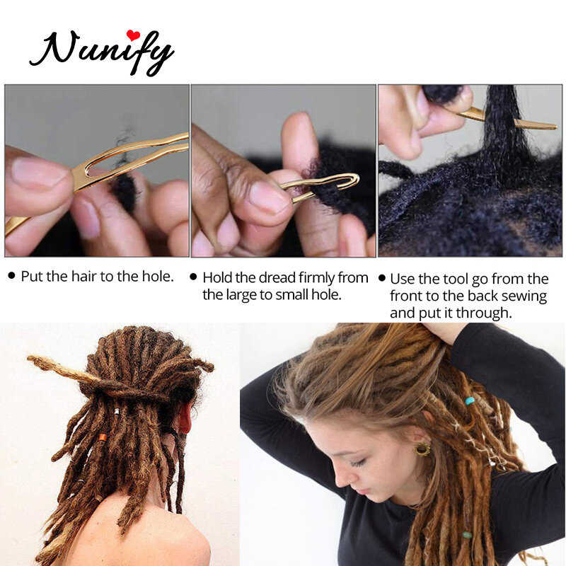 Nunify Dreadlock narzędzia uchwyt przedłużający włosy igła blokująca do zamków narzędzia do rozszerzania włosów zakrzywiona igła 1 sztuk/partia dobrej jakości