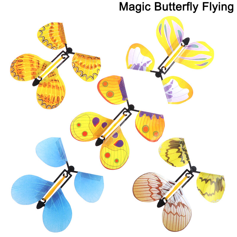 1PC puntelli magici farfalla volante giocattolo di carte con mani vuote farfalla solare trasformazione di nozze volare trucchi magici farfalla
