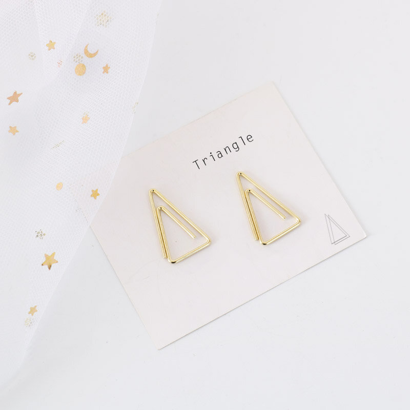 金色の三角形のペーパークリップ,シンプルな金属ピン,美しいモデリング,文房具,ペーパークリップ,かわいいクリップ