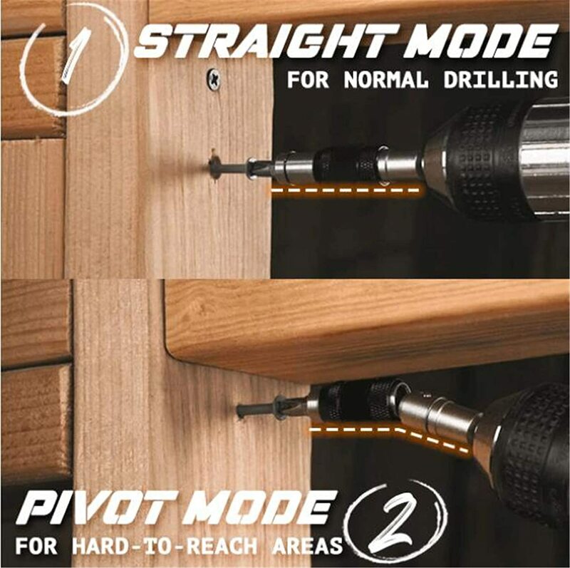 Magnetic Pivot Drill Bit Holder Tip 1/4″ - 20° Bendable Magnetic Drill Extender Quick Change Locking Rotating Screw Bit (Sliver)