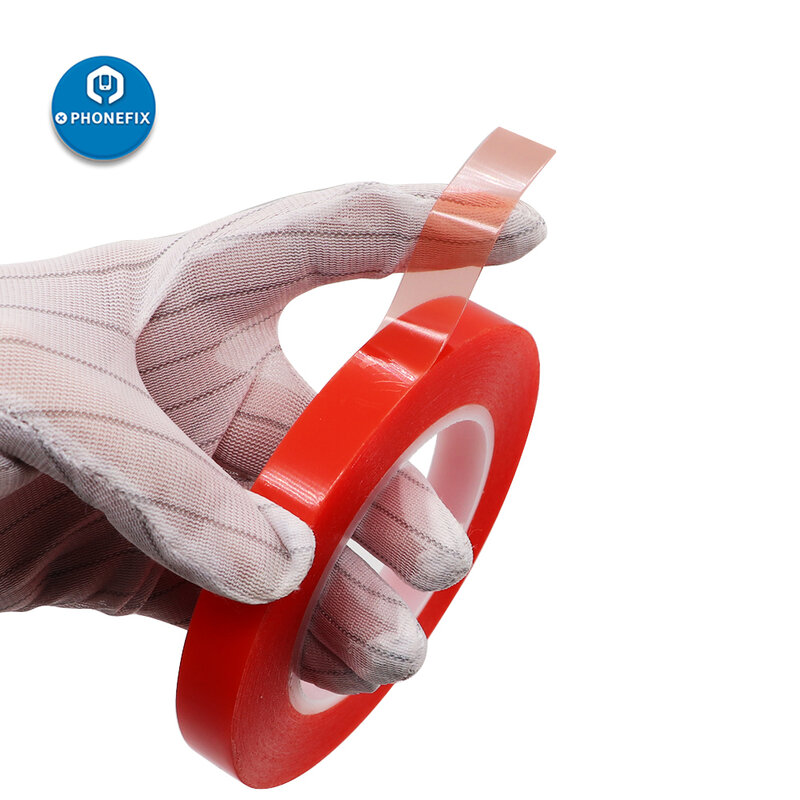 Double Sided Adhesive Tape 2 / 4 / 6 / 8/10mm  x 25M Acrylic PET Red Film Clear Adhesive Tape for Cell Phone Touch Screen Repair