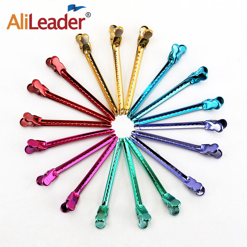 Alileader 12 ชิ้น/กล่อง Duckbill คลิปที่มีสีสัน Strong โลหะสแตนเลสคลิป Hairdressing Salon เครื่องมือสำหรับทำวิกผมและผมสไตล์