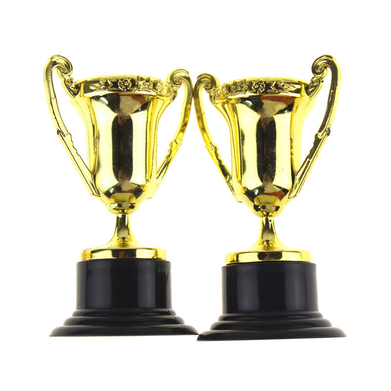 10PCS พลาสติก Trophy รางวัลการแข่งขัน Craft ของขวัญของที่ระลึก Mini ถ้วยขอบทองถ้วยรางวัลสำหรับเด็กการเรียนรู้รางวัล