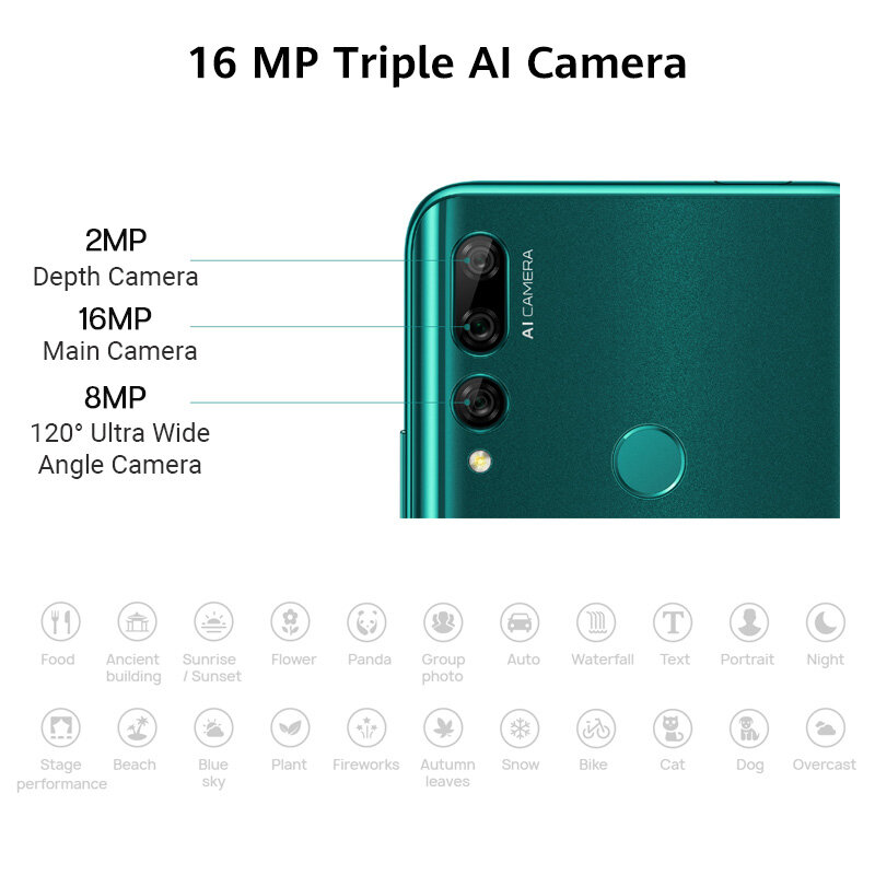 Globalna wersja HUAWEI Y9 Prime 2019 Smartphone 16MP AI potrójne tylne kamery 4GB 128GB 16MP Pop Up przednia kamera 6.59 ''telefon komórkowy