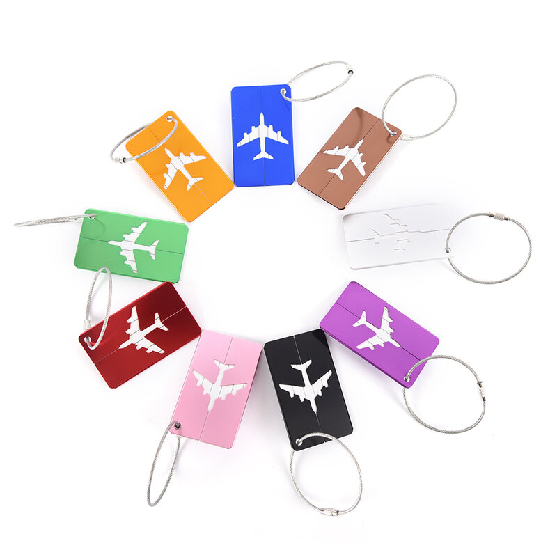 7.5*4.4cm Rectangle alliage d'aluminium étiquettes à bagages accessoires de voyage bagages nom étiquettes valise adresse porte-étiquette