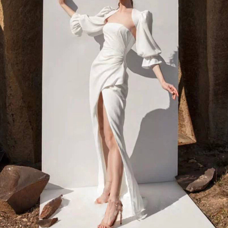 Whit Stil Elegante Partei Bankett Host Split-ende Kleid Kann In Der Regel Getragen Werden Kleid Kleid