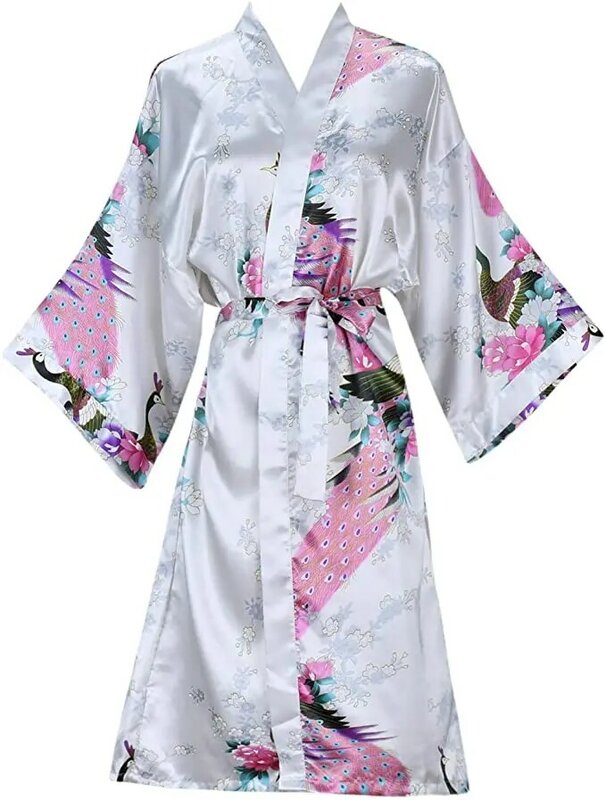 Zijde Satijn Bruid Bruidsmeisje Robe Bloemen Badjas Korte Kimono Robe Night Robe Badjas Mode Peignoir Voor Vrouwen