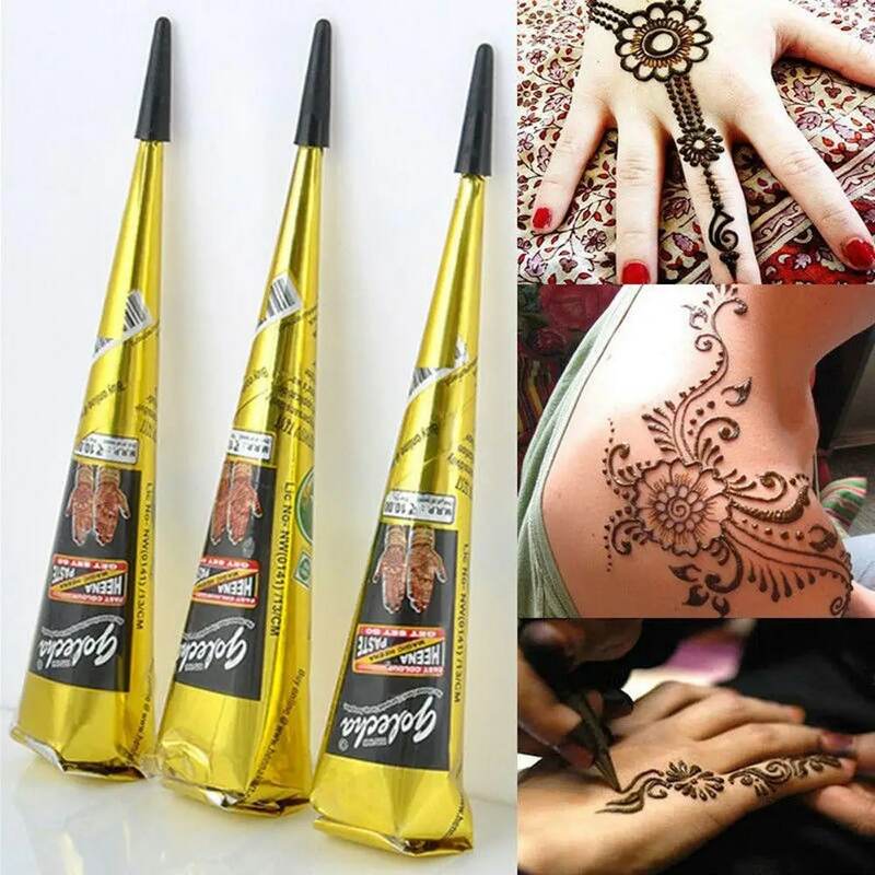 Henna Tattoo Paste Natural Temporary Black Brown White Henna Cones Indian For Temporary DIY Tattoo Sticker Body Paint Cone Henna
