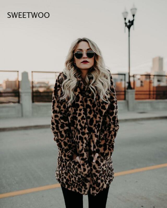 Veste mi-longue en fausse fourrure pour femme, vêtement de luxe à manches longues, col à revers, imprimé léopard, en laine épaisse et chaude, 5Xl, 2021