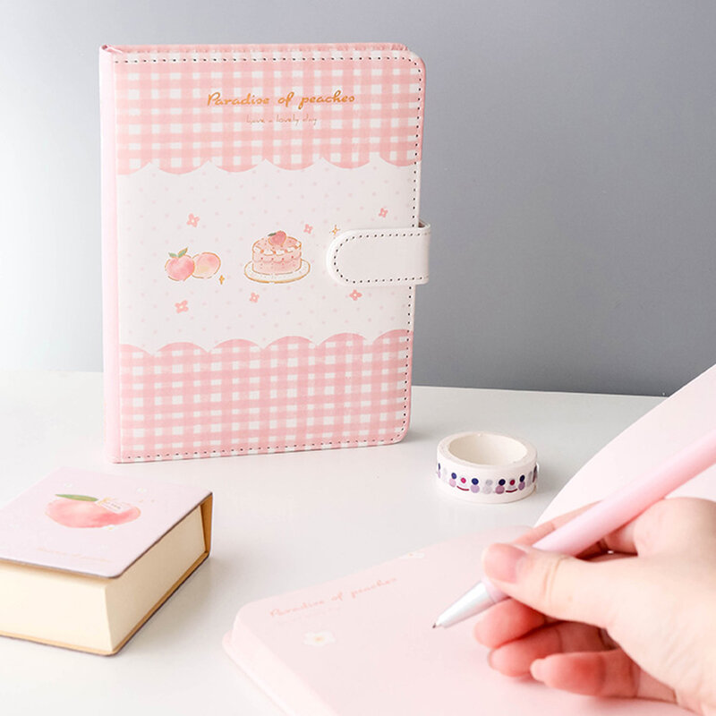2022 Peach Notepad Simple A5 Hand Account PU Magnetic Book Student Notebook Diary Agendas Office Stationery School Supplies