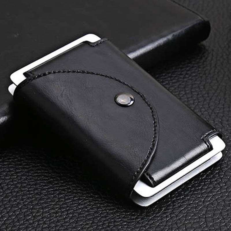 2020 NEW metal crazy horse PU credit card holder RFID chief travel Mini Wallet Card Holder Porte ordering wallet male