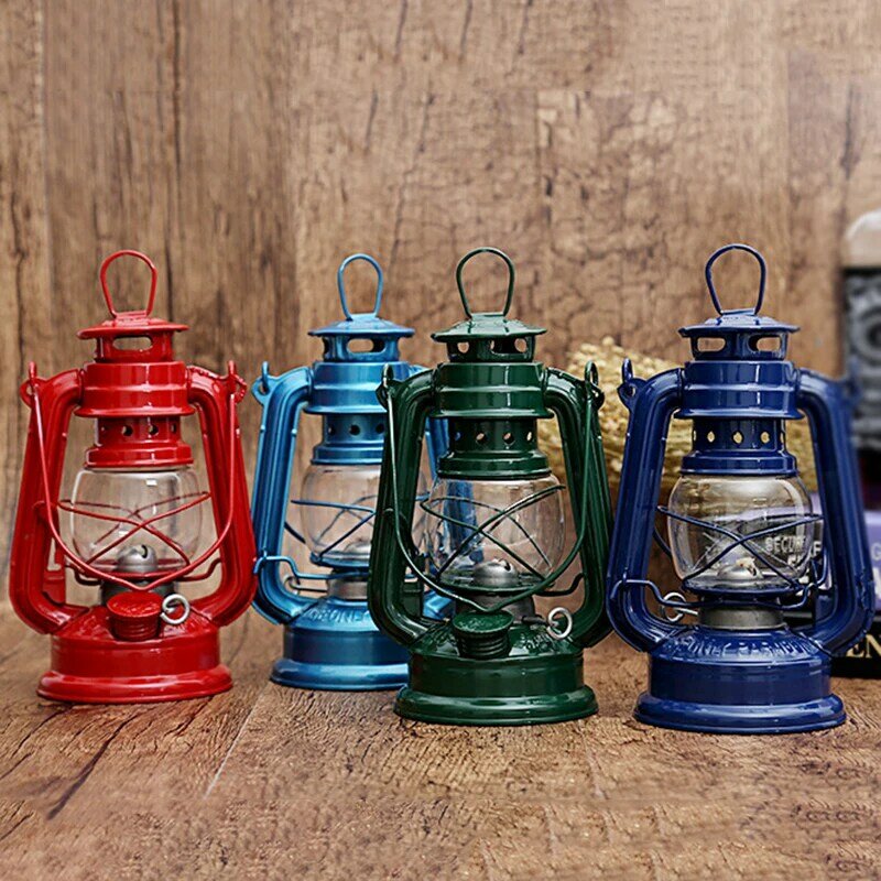 Керосиновая лампа в стиле ретро для кемпинга, уличный светильник для масла и чая, многофункциональный металлический декоративный фонарь в средиземноморском стиле, 19/25 см, для кафе и баров