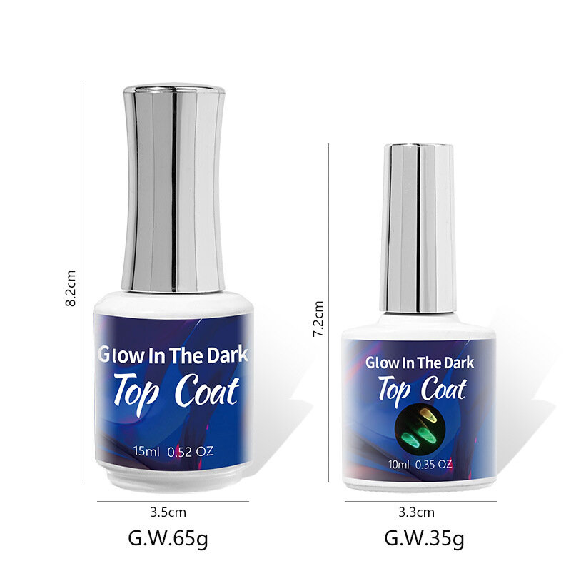 10ml Luminous Nail Gel Top Coat Gel Polish Glow In the Dark Soak Off Nail Art UV Gel Varnish Manicure Nail Primer Top Base Coat