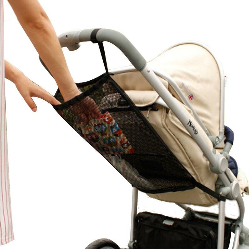 Baby Stroller Net Pocket, Mesh Bottle, Fralda De Armazenamento, Organizador Bag Holder, Tamanho Grande Hanging Stroller Acessórios, Novo