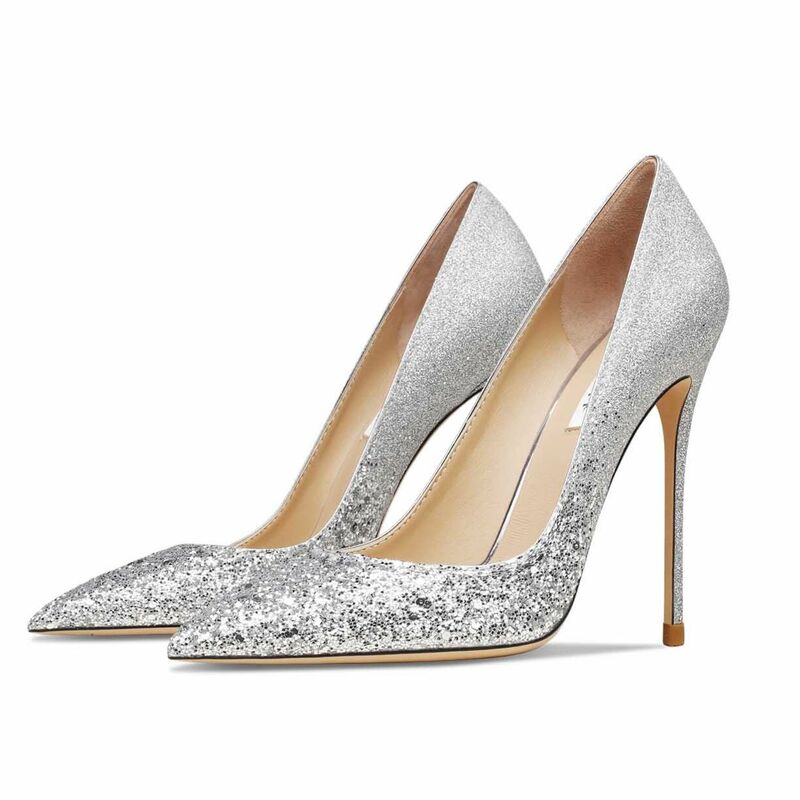 Sepatu wanita Glitter kulit asli 2023 sepatu pesta stiletto hitam sepatu pump Fashion ujung lancip seksi untuk wanita gaun malam sepatu pernikahan
