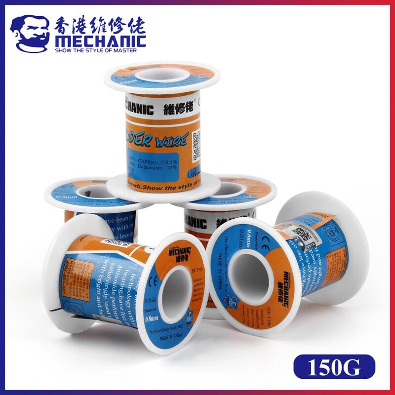 MECHANIC HX-100 150g 63%/37% Mild Rosin Core 183℃ Melting Point 0.3-1.2mm Solder Tin Wire Welding Flux 1.0-3.0% Iron Cable Reel