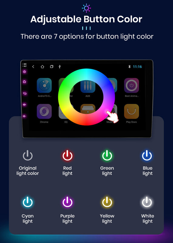 7 tipos de colores para la luz del botón: Opcional