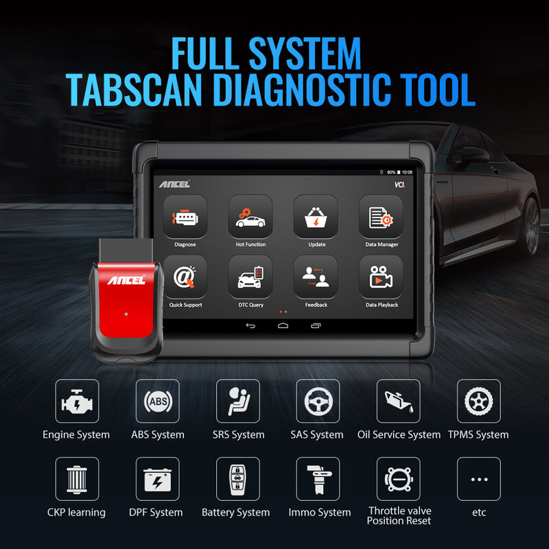 Ancel-herramienta de diagnóstico profesional para coche, escáner automotriz X6 OBD2, ABS, Airbag, aceite, EPB, BMS, reinicio, lector de código