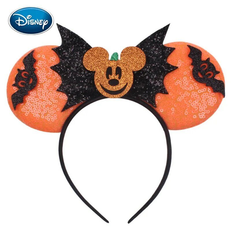Disney Mickey Halloween Festival Cosplay Wanita Anak Perempuan 3.3 "Payet Telinga Tikus Ikat Rambut Buatan Tangan DIY Aksesori Rambut Penutup Kepala