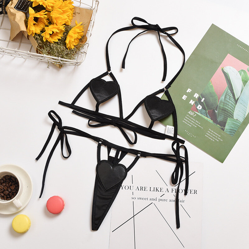 Nighty-conjunto de lingerie para mulheres, sutiã transparente, sexy, erótico, preto, roupa íntima, feminino