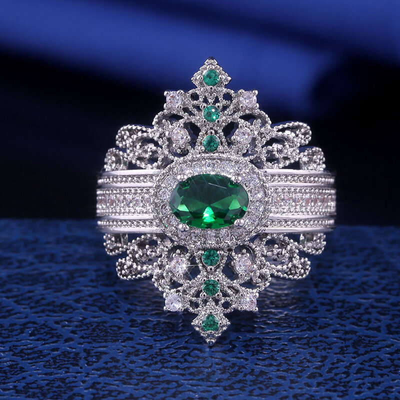 MFY Elegant Silver Crown ฝังแหวน Zircon สำหรับผู้หญิงแฟชั่นจัดเลี้ยงแหวนเครื่องประดับ Creative Palace สไตล์