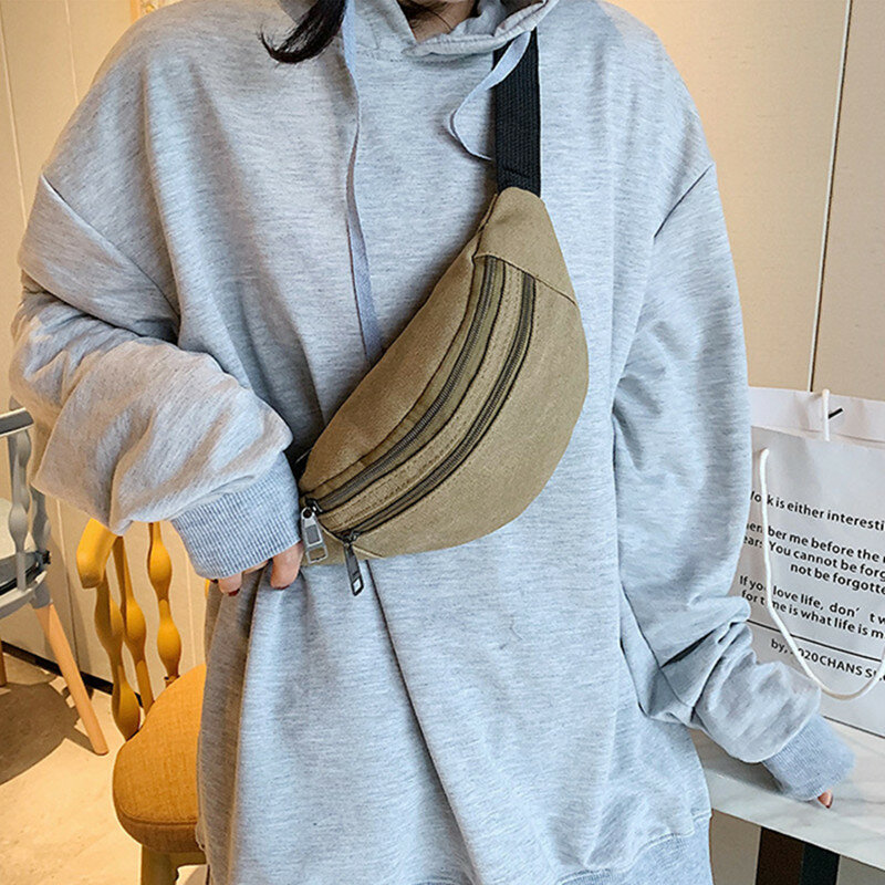 Marsupio da uomo Casual funzionale borsa per telefono borsa da cintura borsa da donna per cintura borsa da anca in tela marsupio borsa a Banana borsa a portafoglio