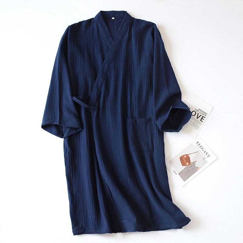 Kimono de estilo japonés para primavera y verano, camisón fino de crepé, 2024 algodón, bata de baño, pijamas de servicio a domicilio, novedad de 100%
