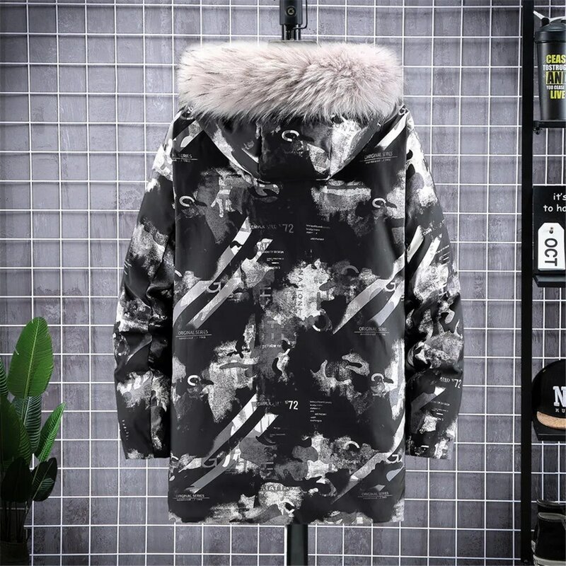 Zimowa moda męska Casual bawełniana bluza z kapturem ze zdejmowany kołnierz futrzany Parka gruba ciepła wysokiej jakościowa kurtka Plus duży rozmiar12xl