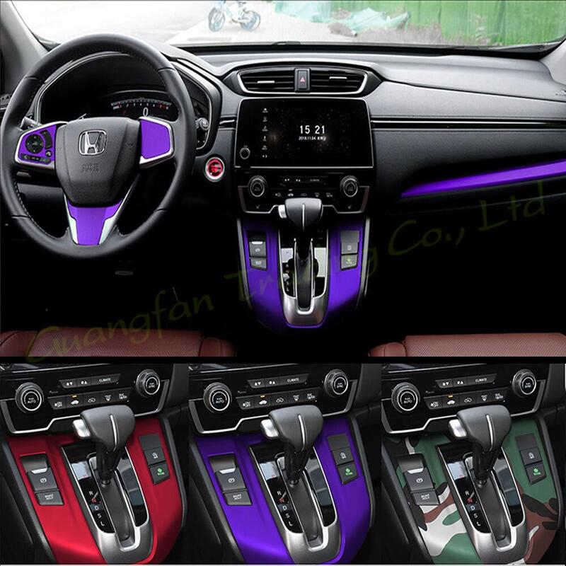 Pegatinas de fibra de carbono para coche Honda CRV 2017-2021, 3D/5D, Interior, consola central, moldura de Color