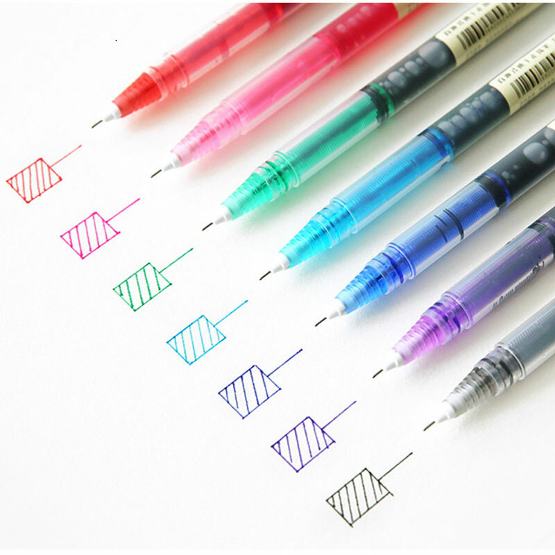 Caneta de gel líquido colorida com 7 tamanhos, caneta criativa, fonte, caneta neuter para negócios, escola, estudante, material de escritório