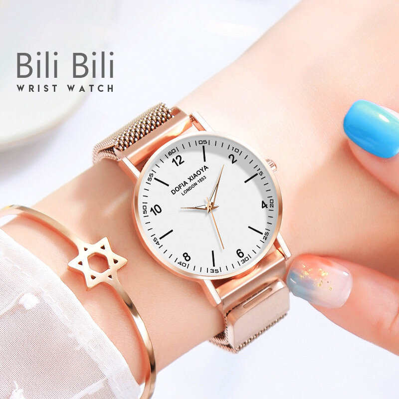 Frauen Uhren Kreative Magnet Starry Sky Uhr Leucht Arabisch Uhr Damen Milanese Schleife Armbanduhr Wasserdicht Rose Gold Stunde