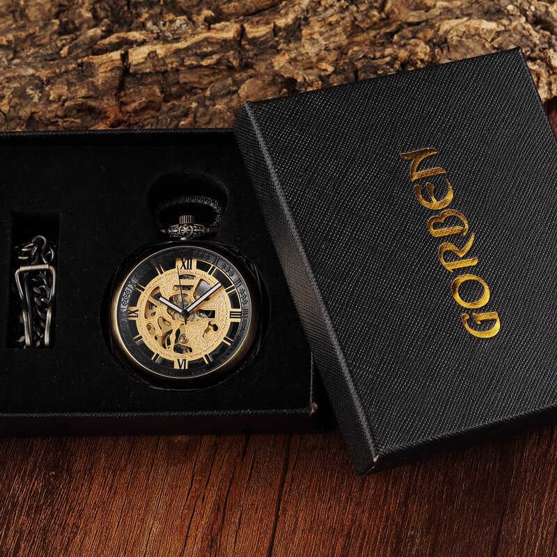 Vintage Fob นาฬิกา Retro Dial Mechanical นาฬิกาผู้ชาย Hollow Skeleton Steampunk จี้นาฬิกาผู้หญิงผู้ชาย