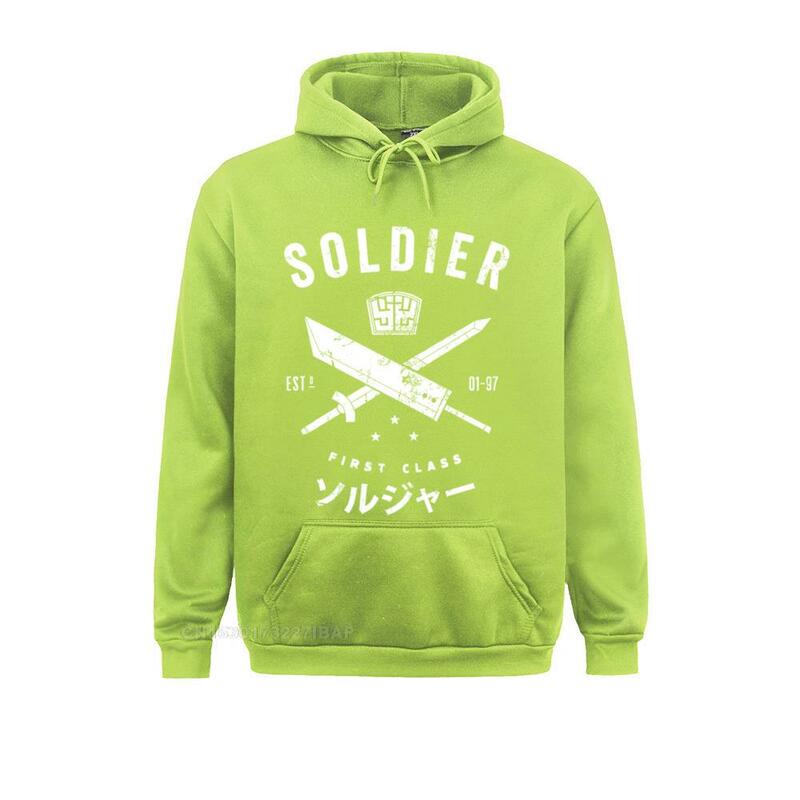 Funny Final Fantasy Soldier Sportswear For Men Anime Cotton Men Hooded Pullover Cloud Video Game Strife Shinra Chocobo