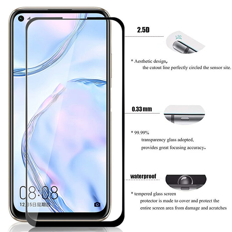 Premium Full Cover Screen Protector For Huawei P40 P30 P20 Protective Glass For Huawei P40 P30 P20 Lite Pro P8 Lite 2017 P Smart